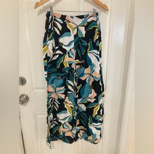 Roxy tropical print wide leg cropped pants Nice